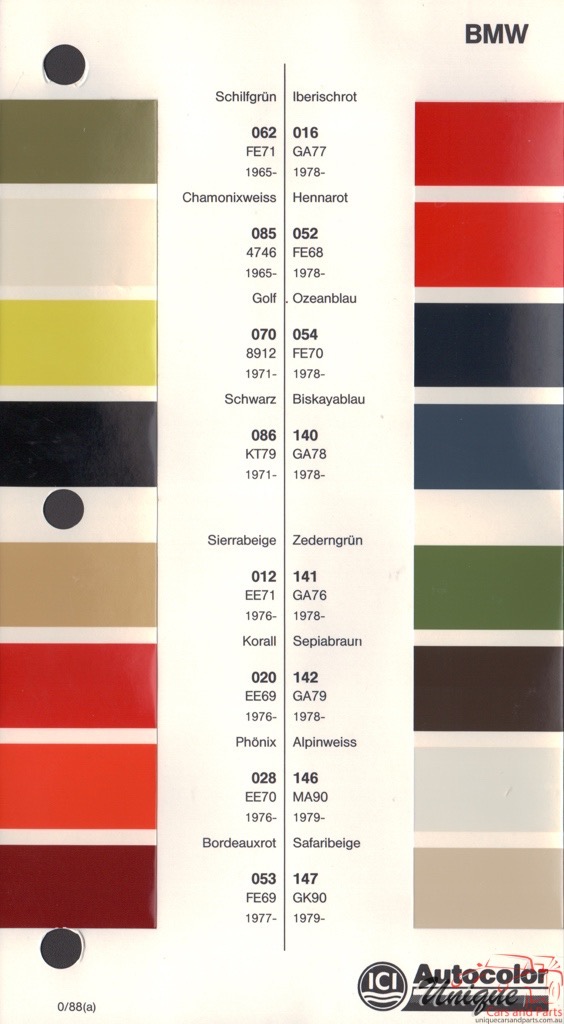 1965 - 1981 BMW Paint Charts Autocolor 1